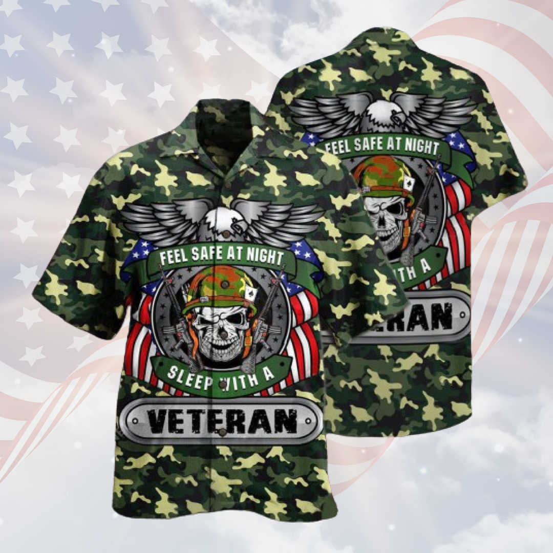 Veteran Feel Safe At Night Sleep With A Veteran Hawaiian Shirt For Men Women