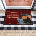 Load image into Gallery viewer, Black Cat Doormat, Please Go Home I’m Reading Door Mat, Gift For Home Decor