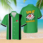 Load image into Gallery viewer, Personalized Bowling Hawaiian Shirt Split Happens Custom Bowling Shirt Funny Gift Bowler Player Team