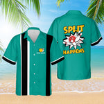Load image into Gallery viewer, Personalized Bowling Hawaiian Shirt Split Happens Custom Bowling Shirt Funny Gift Bowler Player Team