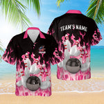 Load image into Gallery viewer, Personalized Bowling Hawaiian Shirt Pins On Fire Flame Custom Bowling Shirt Gift For Bowler Player