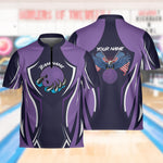 Load image into Gallery viewer, Personalized Bowling Jersey Quick Zip American Eagle Ball Custom Bowling Shirt, Gift For Bowler Player