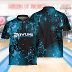 Load image into Gallery viewer, Personalized Stars Galaxy Bowling Jersey Quick Zip Custom Bowling Shirt, Gift For Bowler Player