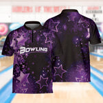 Load image into Gallery viewer, Personalized Stars Galaxy Bowling Jersey Quick Zip Custom Bowling Shirt, Gift For Bowler Player