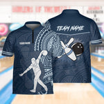 Load image into Gallery viewer, Personalized Tribal Bowling Jersey Quick Zip Custom Bowling Shirt Bowling Team Shirt Gift For Bowler Player