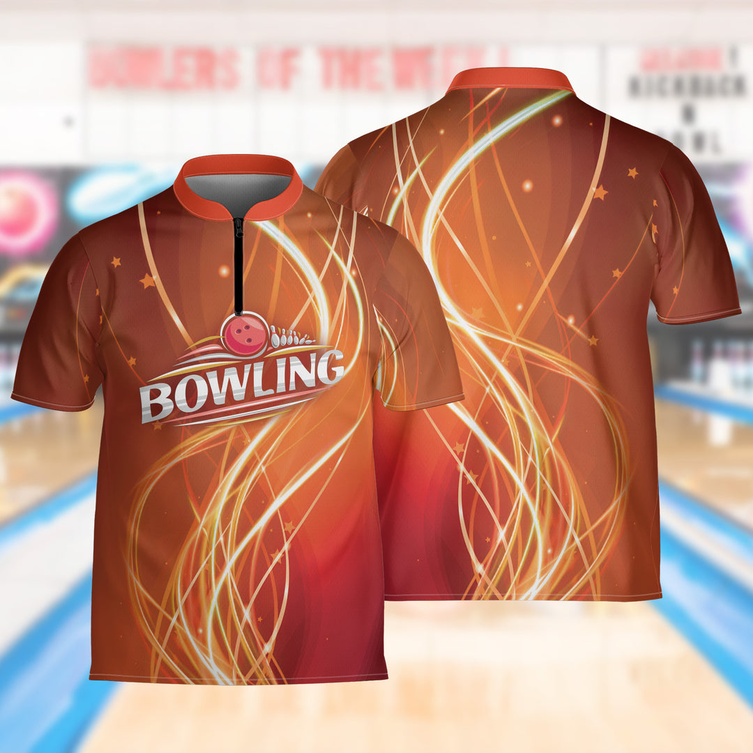 Spiral Waves Bowling Jersey Quick Zip Sash Collar Custom Bowling Shirt For Men Women
