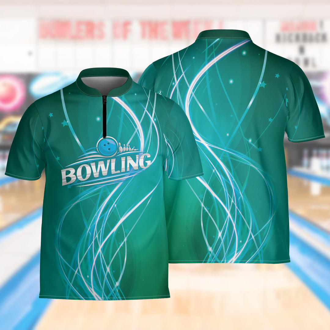 Spiral Waves Bowling Jersey Quick Zip Sash Collar Custom Bowling Shirt For Men Women