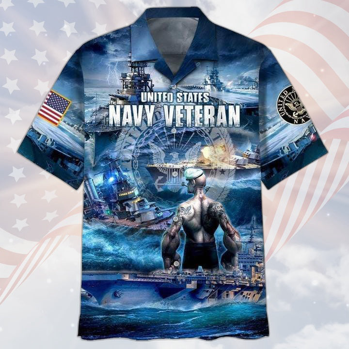 US Navy Veteran Hawaiian Shirt, Navy Military Hawaii Shirt For Men Women