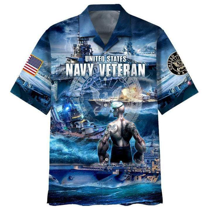 US Navy Veteran Hawaiian Shirt, Navy Military Hawaii Shirt For Men Women