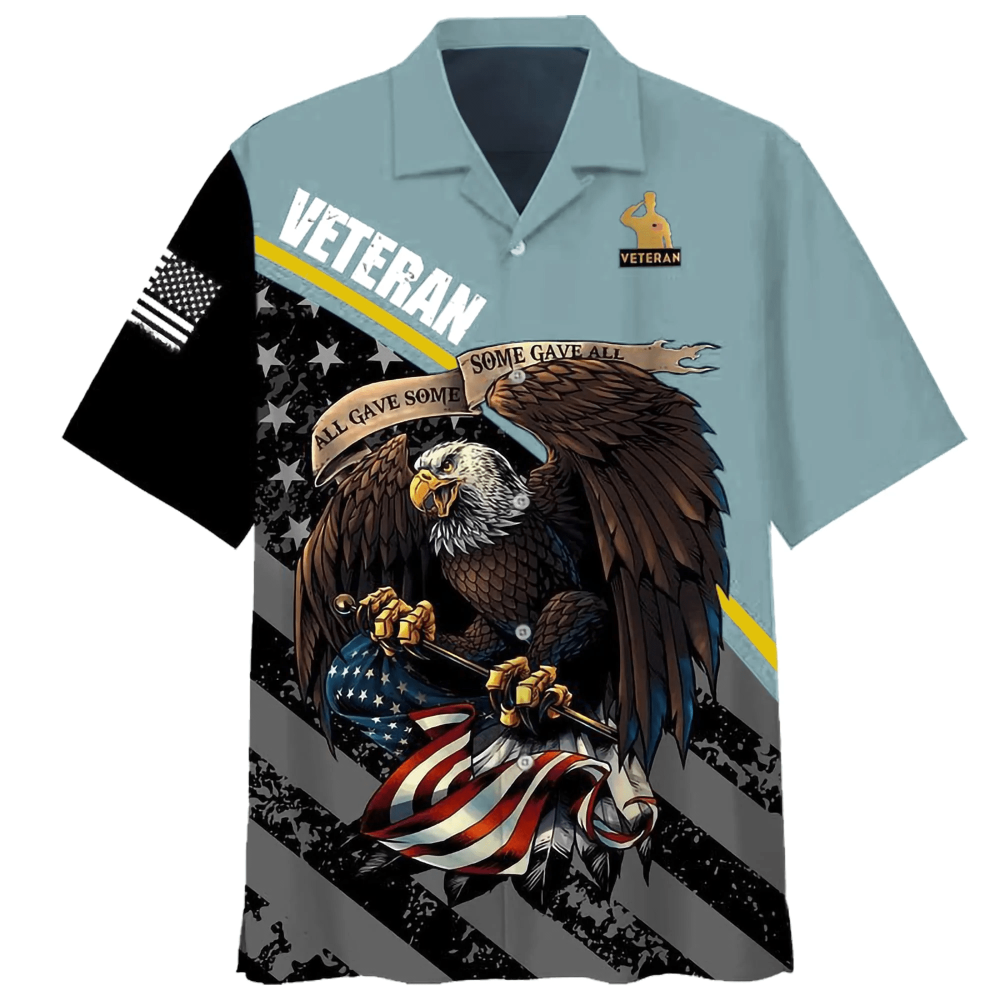 US Veteran, All Gave Some Some Gave All, Bald Eagle Blue Hawaiian Shirt For Men Women