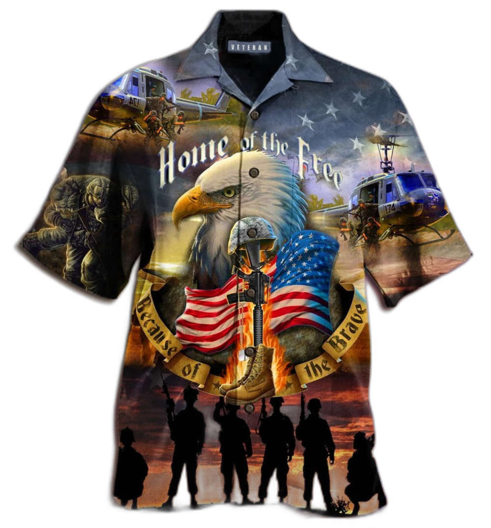 Veteran Eagle Home Of The Free Unisex Hawaiian Shirt For Men Women