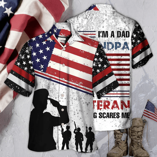 Veteran I Am A Dad Grandpa And A Veteran With Usa Flag Hawaiian Shirt For Men Women