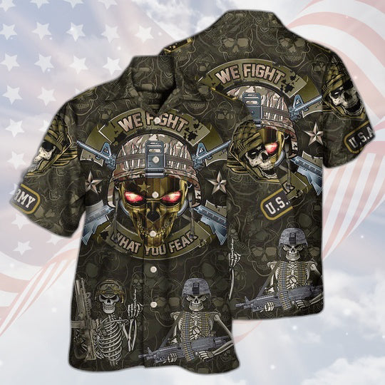 Veteran We Fight What You Fear Skull Hawaiian Shirt For Men Women