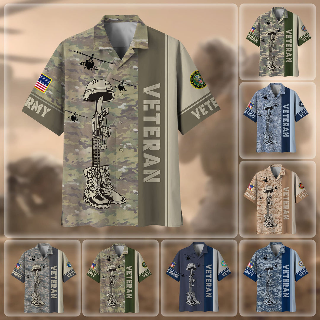Premium Camo Soldiers Multiservice US Veteran Hawaii Shirt For Men Women