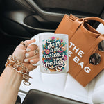 Load image into Gallery viewer, Faith Is The Currency of Heaven Mug, Floral Mugs, Gift For Christian, Church Gifts
