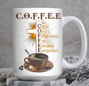 Coffee Cup, Gift For Coffee Lover, Christ Offers Forgiveness For Everyone,