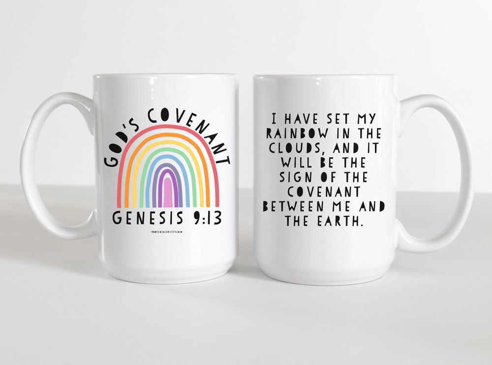 God’s Covenant Christian Rainbow, Christian Ceramic Coffee Mug, Christian Gifts For Her