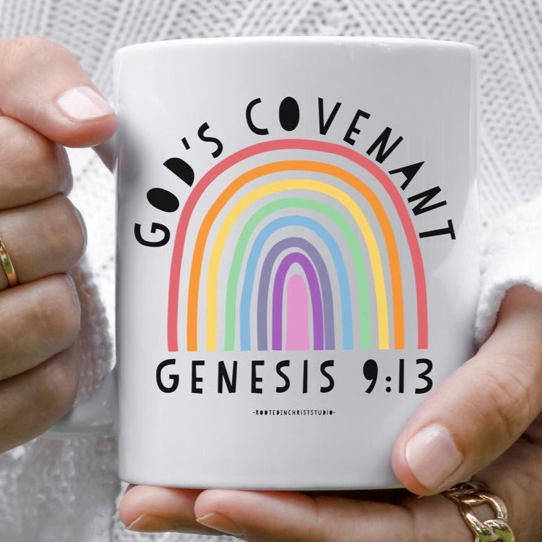 God’s Covenant Christian Rainbow, Christian Ceramic Coffee Mug, Christian Gifts For Her