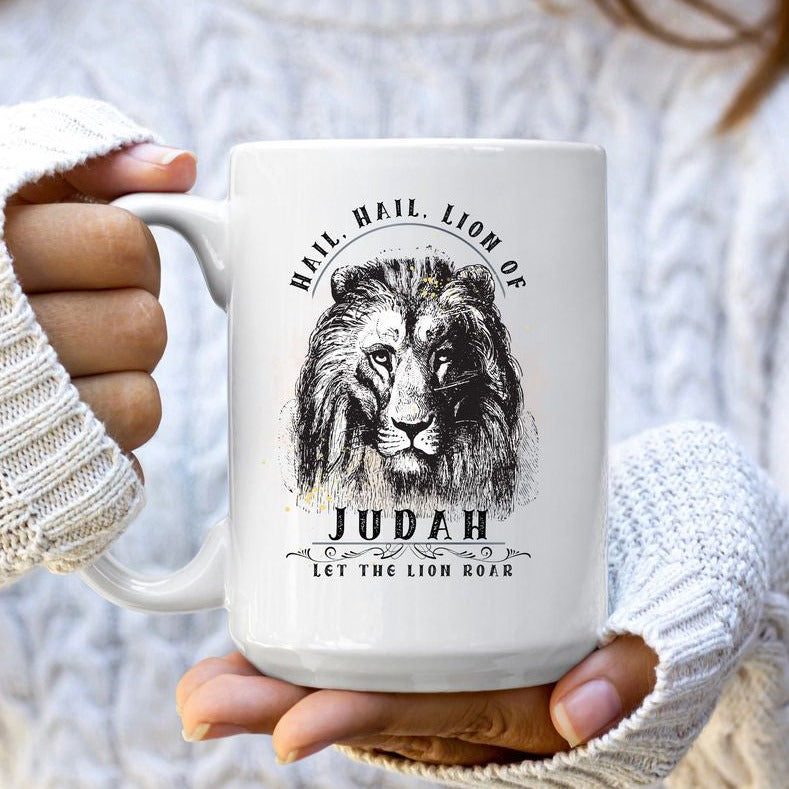 Lion Of Judah Graphic Coffee Mug Religious Gift For Him Christian Mug