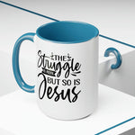 Load image into Gallery viewer, The Struggle Is Real But So Is Jesus Two-tone Coffee Mug, Faith Coffee Mug
