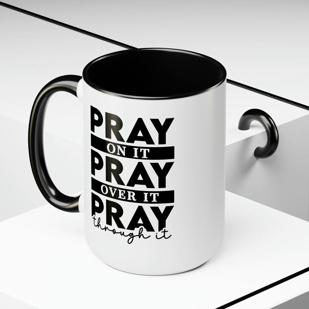 Pray On It Two-tone Coffee Mugs, Coffee Cup For Christians