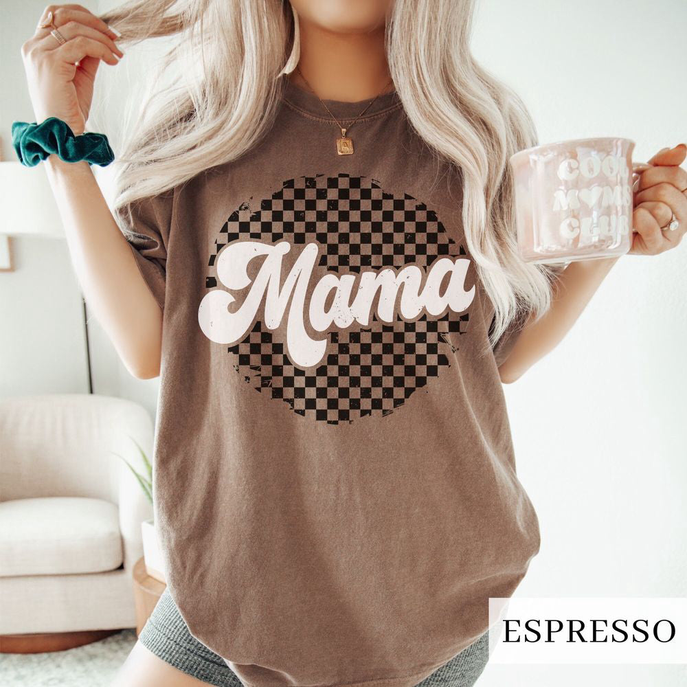Checkered Mama Shirt, Retro Mama Shirt, Mama To Be Shirt. Mother's Day Gift