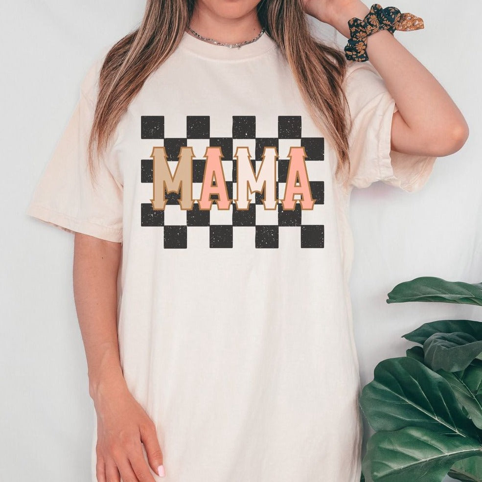 Retro Floral Mama T-shirt, Mom Shirt For Mom For Mother's Day
