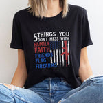 Load image into Gallery viewer, US Flag Gun 5 Things You Don&#39;t Mess With Shirt For Men Women
