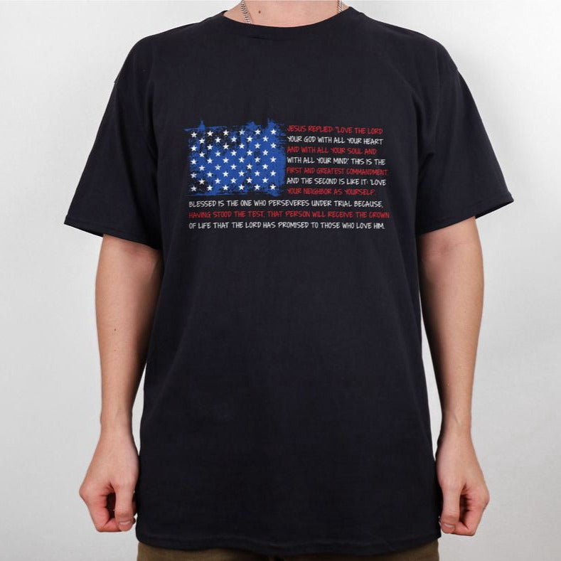 Christian Bible Verse T-shirt USA American Flag Bible Shirt For Men Women