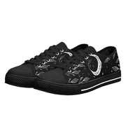 Moon Leaf Low Top Shoes Black, Celestial Sneakers, Gift For Men Women