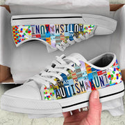 Autism Aunt Custom Low Top Shoes, Sneakers White Tennis, Gift for Aunt