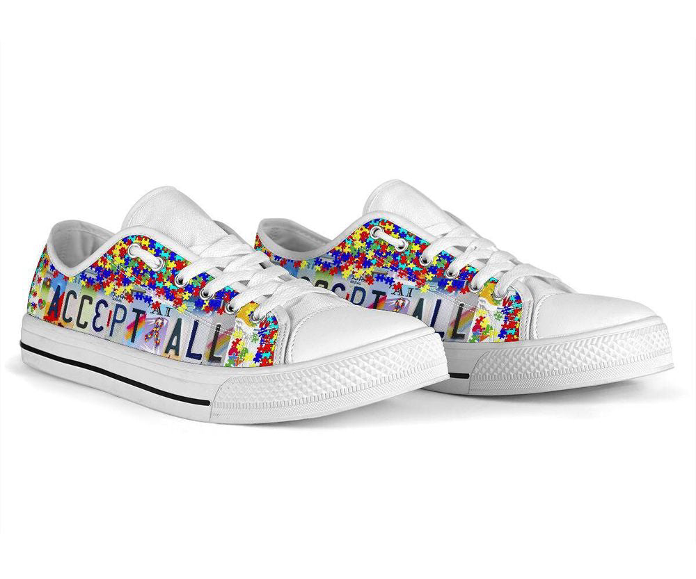 Autism Awareness Low Top Low Top Shoes, White Casual Shoes For Men Women