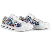 Navy Nana  Low Top Shoes, License Plate White Low Top Shoes For Women Men