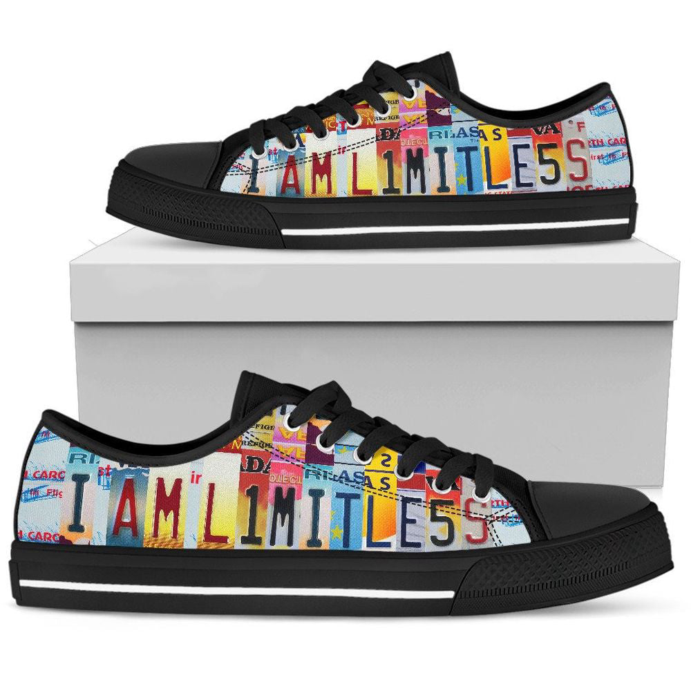 I Am Limitless  Low Top Shoes, License Plate  Low Top Shoes, Gift For Men Women