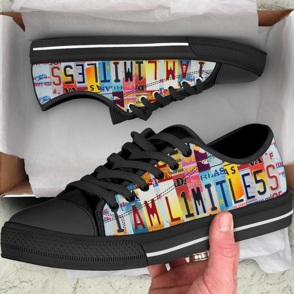 I Am Limitless  Low Top Shoes, License Plate  Low Top Shoes, Gift For Men Women