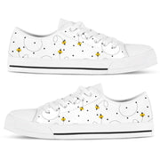 White Bee Low Top Shoes, Bee Sneakers, Bee Gifts For Men Women