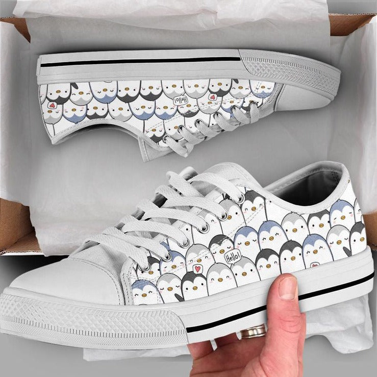 Team Penguin  Low Top Shoes, Penguin Sneakers, Penguin Gift For Men Women