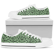 Seea Foam Green Leopard print Low Top shoes Tie Sneakers, Birthday Gifts For Friend Casual   Shoes