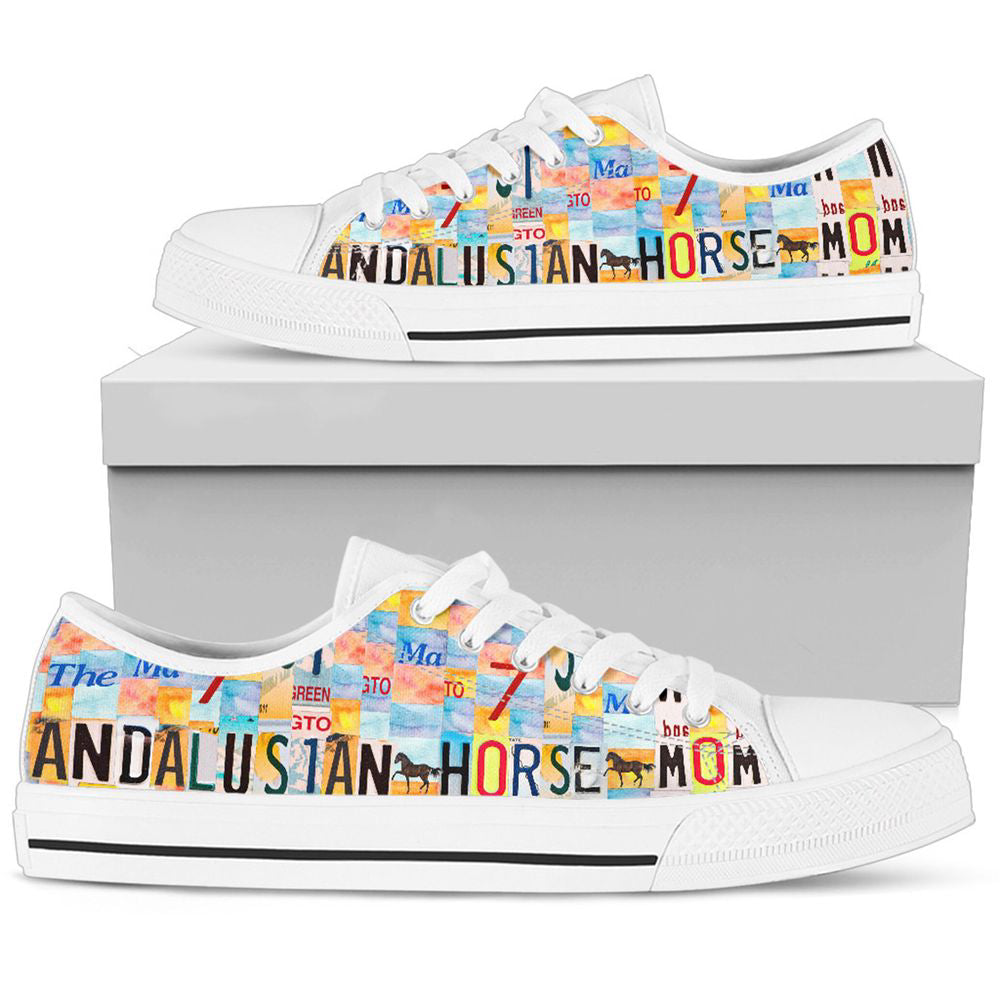 Women's Low Top Canvas Shoes For Andalusian Horse Mom, Girlfriend Gifts For Men And Women