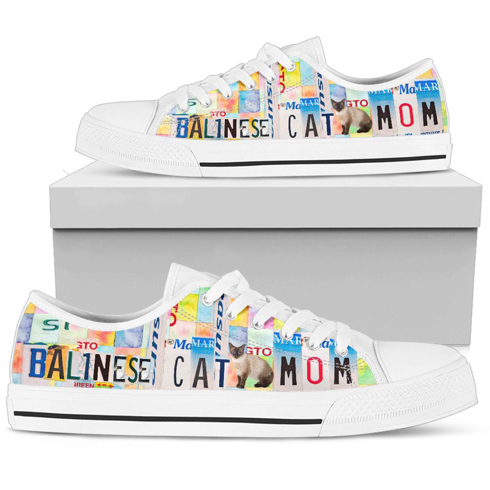 Women's Low Top Canvas  Shoes For Balinese Cat Mom, Birthday Gifts For Men And Women