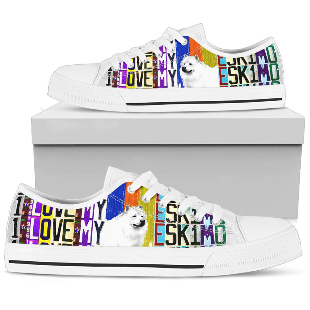 Women's Low Top Canvas Shoes For American Eskimo Lovers, Mother's Day Gifts For Men And Women