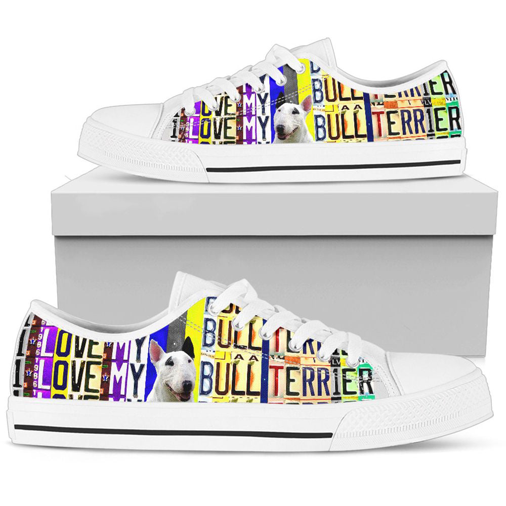 Women's Low Top Canvas Shoes For Bull Terrier Lovers, Girlfriend Gifts For Men And Women