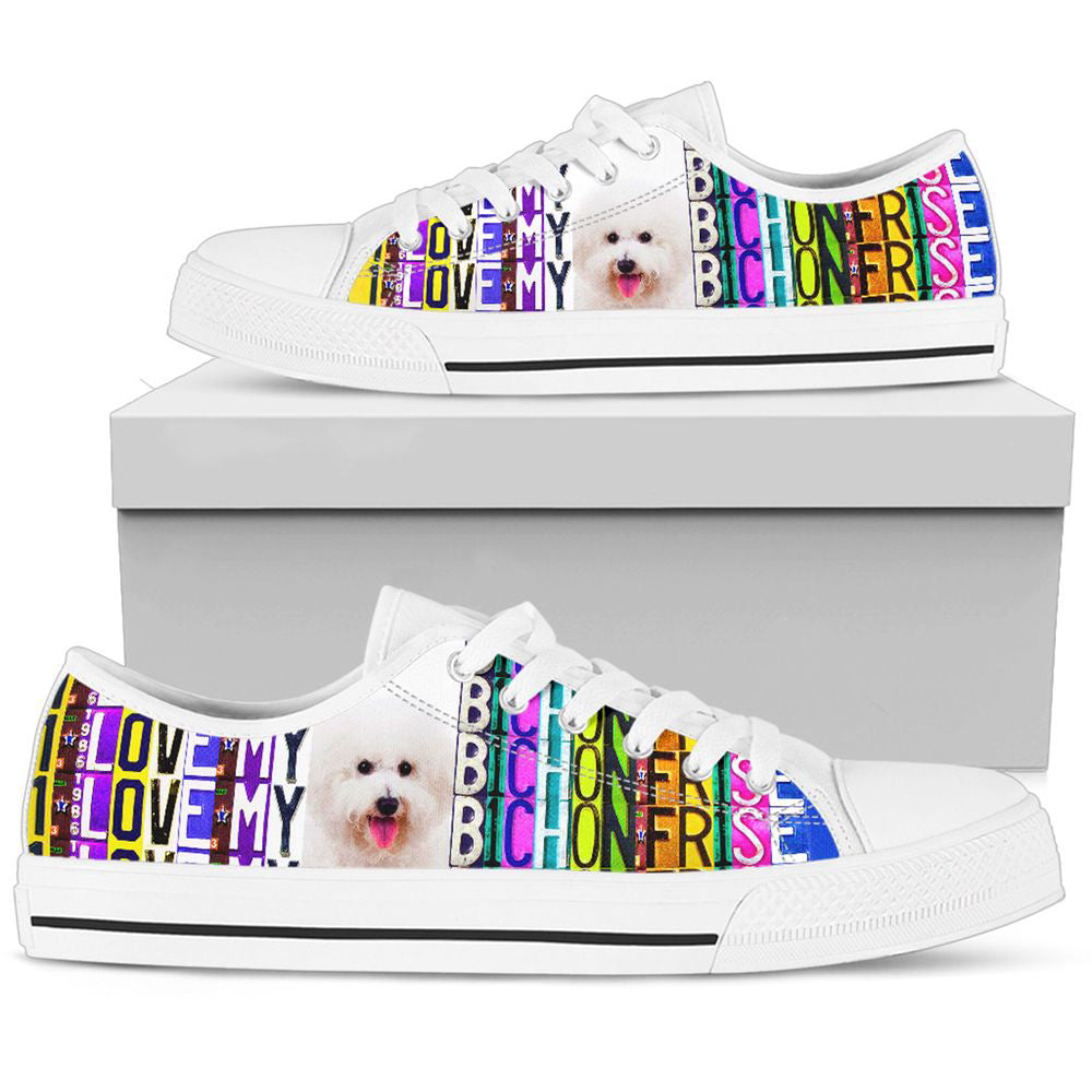 Women's Low Top Canvas Shoes For Bichon Frise Lovers, Mother's Day Gifts For Men And Women