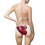 Load image into Gallery viewer, Women&#39;s Radiant Poppies and Aquatic Tones Bikini Swimsuit, String Bikini Gift For Women
