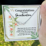 Load image into Gallery viewer, Custom Name Necklace, Floral Cross Graduation Necklace Message Card, Graduate Gift
