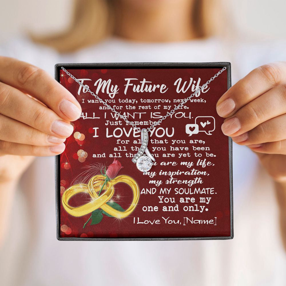 Personalized To My Future Wife Alluring Beauty Necklace 14K Love Message Card Gift from Future Husband Groom To Bride Proposal Valentine