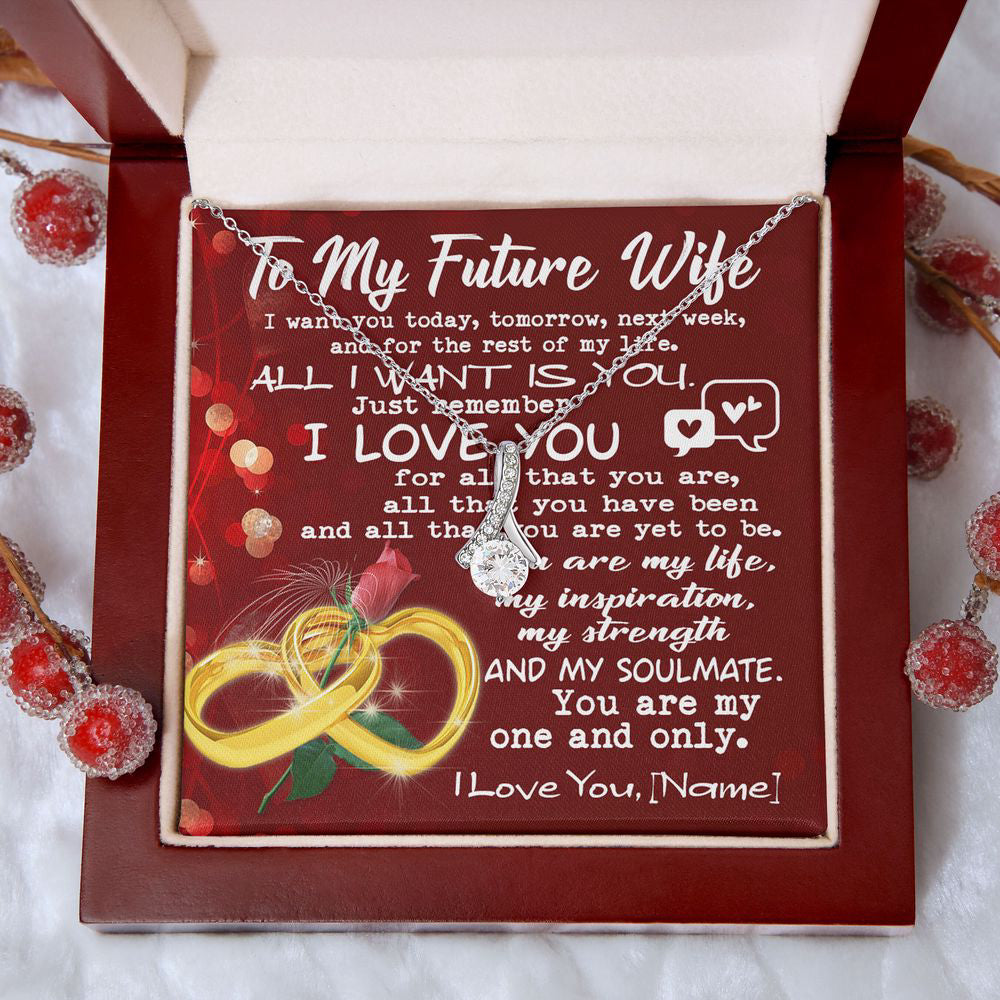 Personalized To My Future Wife Alluring Beauty Necklace 14K Love Message Card Gift from Future Husband Groom To Bride Proposal Valentine