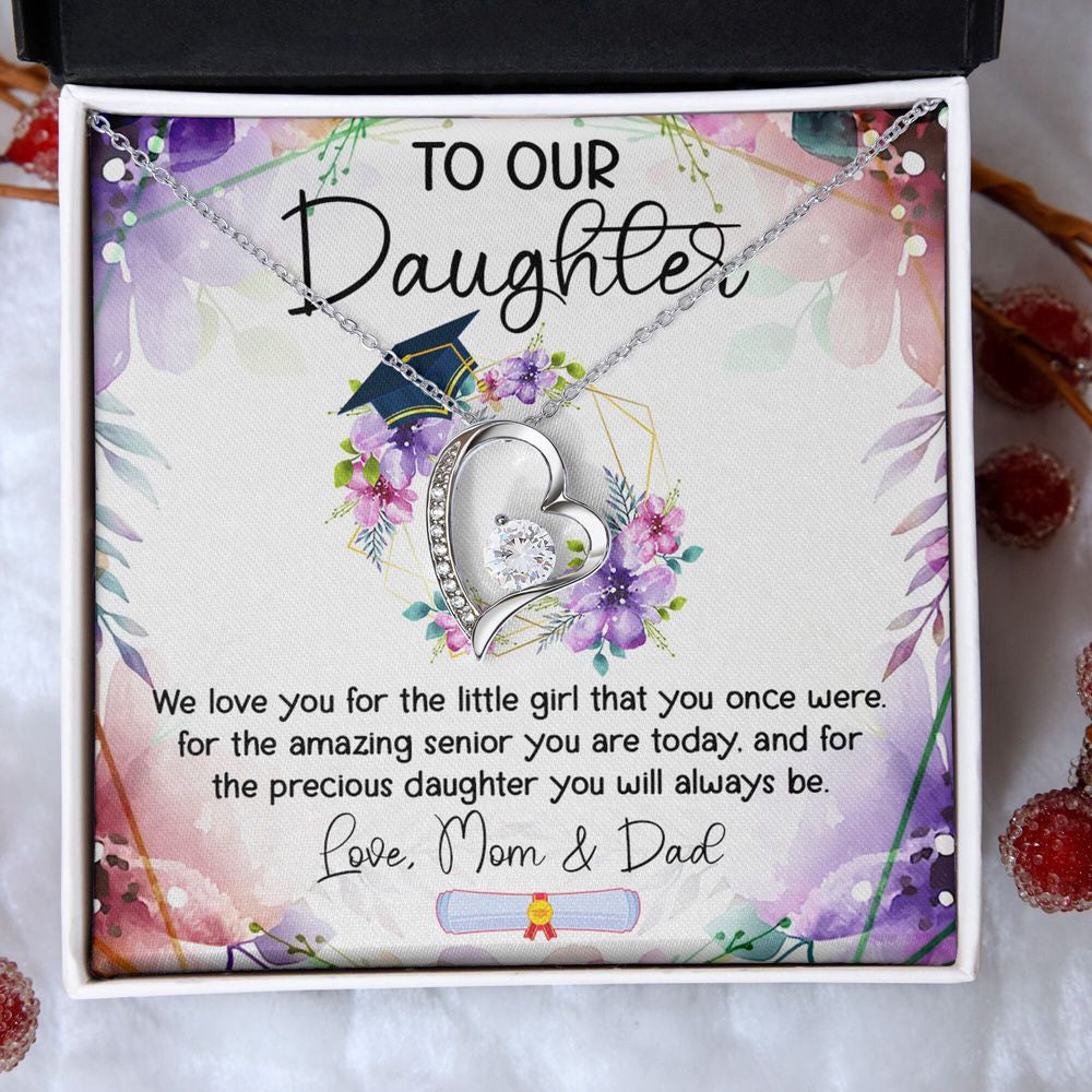 To Our Daughter Graduation Necklace Floral Message Card Class of 2024 Senior Graduation Gift Graduate Gift for Girl