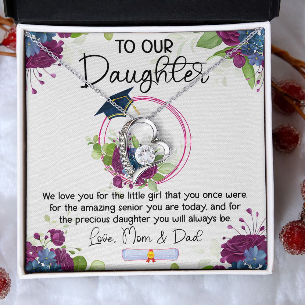 To Our Daughter Graduation Necklace Floral Message Card Class of 2024 Senior Graduation Gift Graduate Gift for Girl