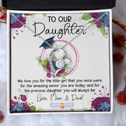 To Our Daughter Graduation Necklace Floral Message Card Class of 2024 Senior Graduation Gift Graduate Gift for Girl